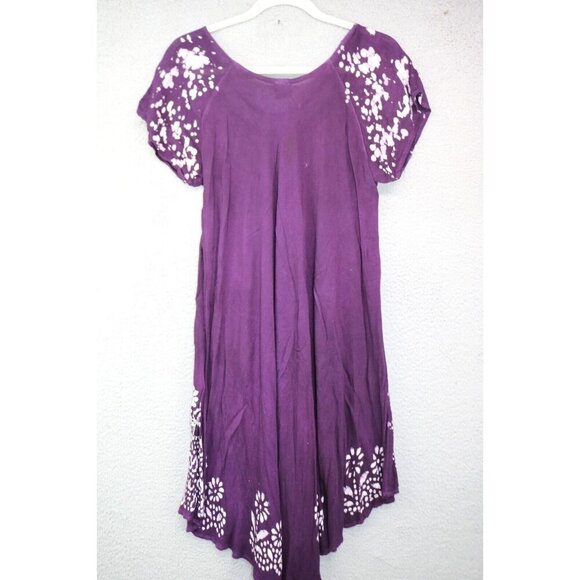 Ana & Kate Purple Embroidered Gauzy Dress/Cover-Up-Asymmetrical Hem-One Size - Picture 8 of 10